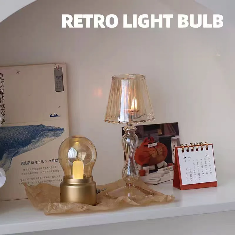 LED-Nachtlicht USB-Lade-Glühbirne Tisch lampe Büro Retro-Form Nachtlicht für Baby-Schlafzimmer Nachttisch Lampen