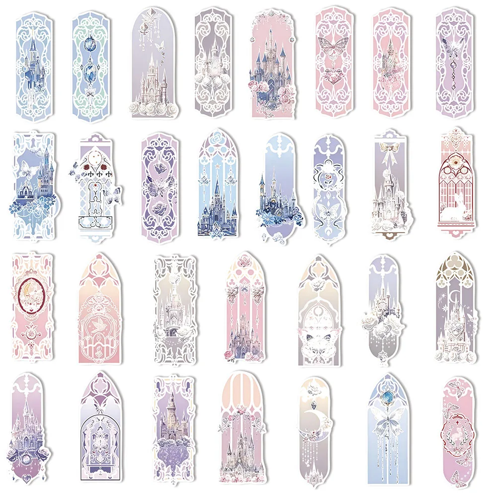 30 Stück rosa Traumschloss-Lesezeichen, kleine und personalisierte Handbücher, Desktop-Dekorations-Lesezeichen Image