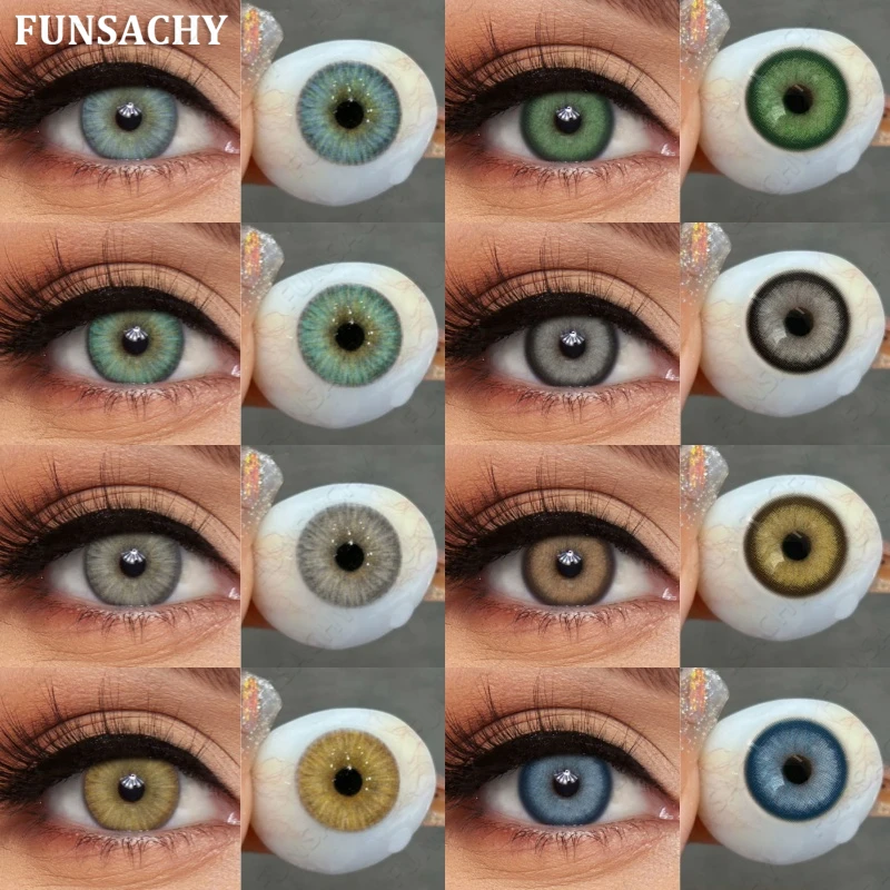 FUNSACHY 1 Paar farbige Kontaktlinsen für Augen, grüne Schönheit, Pupillen, braune modische Linsen, hochwertige blaue Augenkontakte, jährlich Image