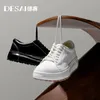 Desai [High-End-Pferdeleder] Freizeitschuhe Herrenschuhe Winter Herrenschuhe mit dicken Sohlen Sportbrettschuhe weiche Sohlen kleine weiße Schuhe
