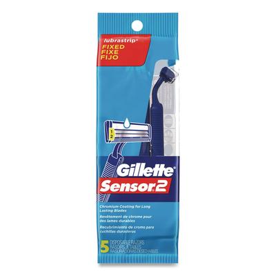 Gillette Sensor2 Disposable Razor, 2 Blades, 5/Pack, 36 Packs/Carton (PGC65853) Case of 36 Gillette® Shaving