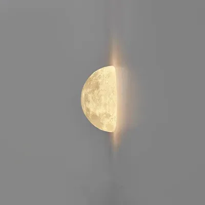 Half circle lunar ceiling light, half circle wall light, hallway staircase, bedroom, bedside, dining room, creative wall light