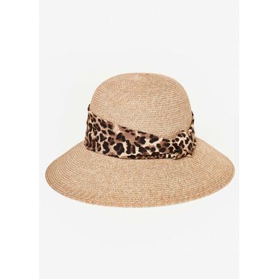 Plus Size Animal Trimmed Straw Bucket Hat