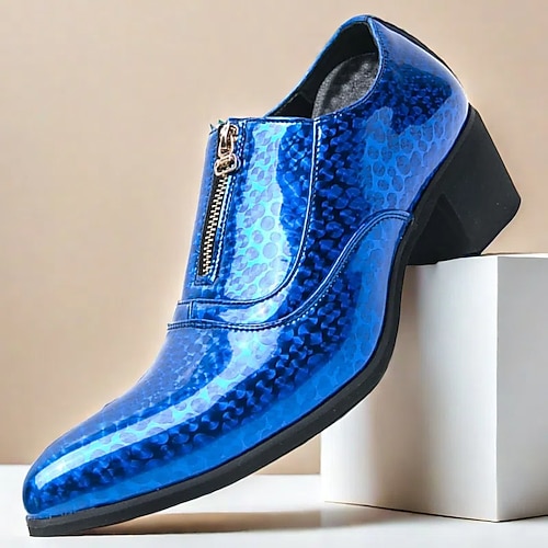 Herren-Stiefeletten mit goldener Struktur – Schnürstiefeletten aus Kunstleder mit exotischem Schlangenmuster für Abschlussbälle und besondere Anlässe Image