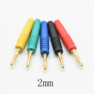5pcs/lot 2mm Gold Plated Wilding Banana Plug Male Audio Speaker Amplifier Cable Wire Power Screw