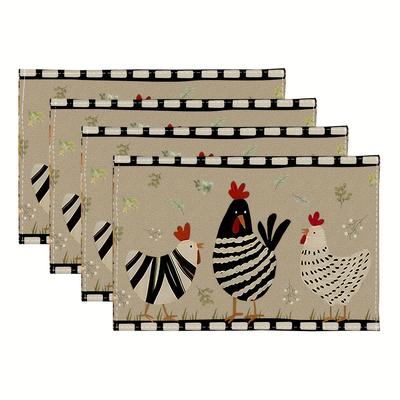 TEMU Farmhouse Vintage Rooster Placemats - 4/6 Pack, 18