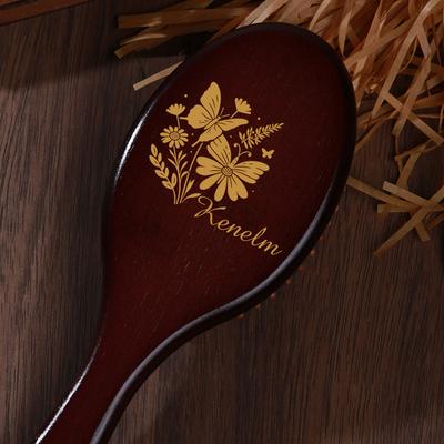 TEMU Customized 1pc Wooden Hairbrush With Laser Engraved , Personalized Name, Ideal For Bridesmaid, Wedding, Party, Birthday, Christmas Gift For , Normal Hair Type, â‰¤300g