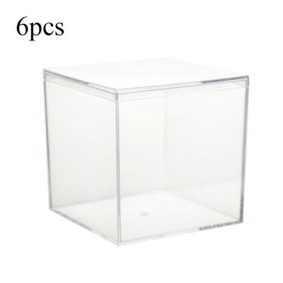 TEMU 6pcs Set Transparent Square Storage Boxes With Tape Cover - Birthday, Valentine's Day & Wedding Decorations, Candy & Mini Jewelry Display