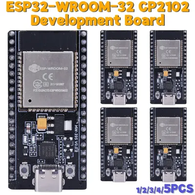 1-5PCS ESP32-WROOM-32 CP2102 Entwicklung Bord 32Mbit SPI Flash WiFi Bluetooth-kompatibel 2412-2484MHz für Smart Home Mobile IoT Image
