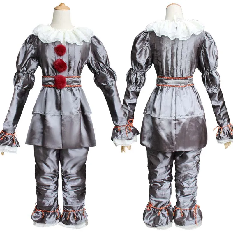 Pennywise Cosplay Kostüm Erwachsene/Kinder Clown Revival COS Terror Horro Kleidung Set für Halloween Karneval Maskerade (130CM-XXXL)) Image