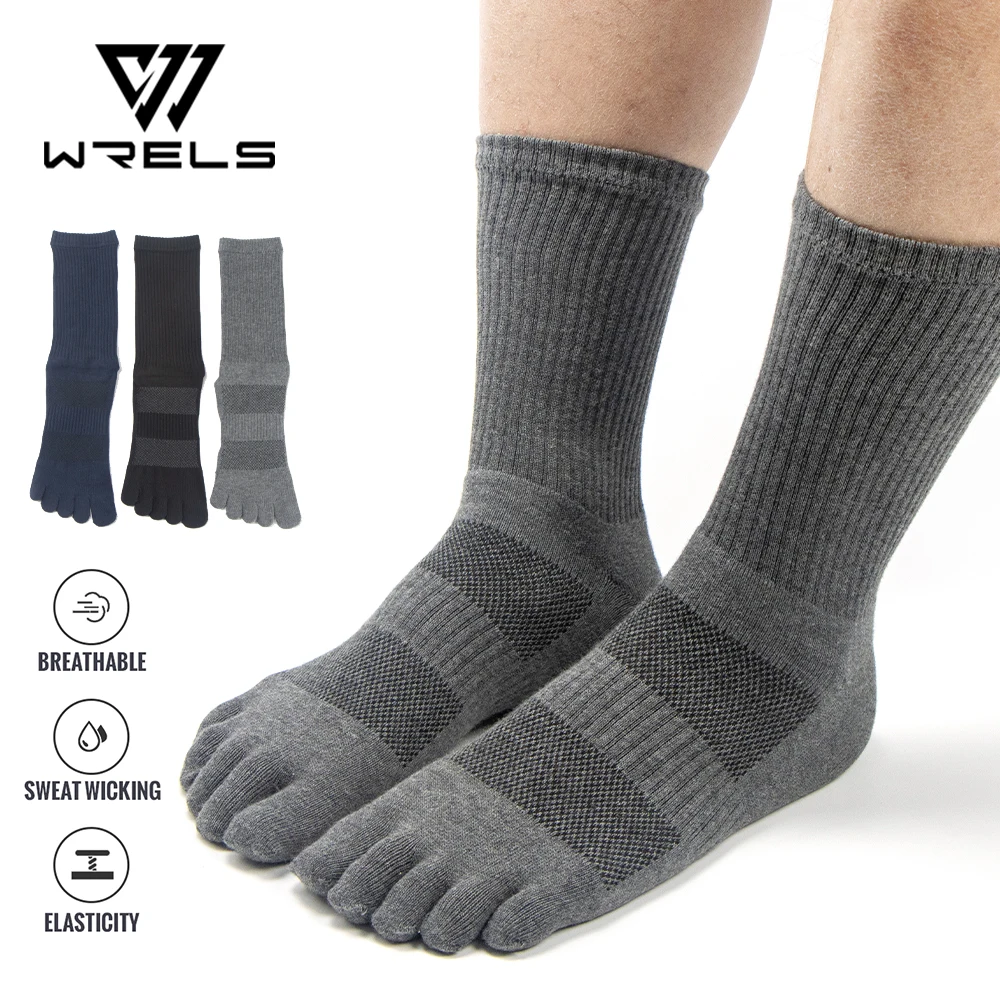 WRELS Zehensocken aus Baumwolle, sportliche Laufsocken mit fünf Fingern, lange Röhre, Outdoor-Fünf-Zehensocken, Schock für Trailrunning, Warking Ride Image