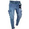Y2k Stretch Jeans für Männer neutrale lose gerade Bleistift hose große Tasche Vintage weites Bein Jeans lässig High Street Hip Hop Jeans