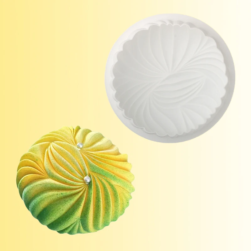 15,2 cm runde Mousse-Kuchenform, Faltenstruktur oder Perlenstruktur, Design, Silikon-Kuchenform, Küche, Backzubehör, Dessert-Werkzeuge Image