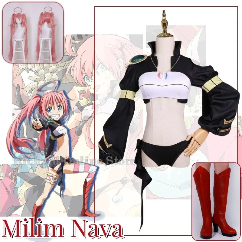 Milim Nava Anime dieses Mal wurde ich als Schleim Cosplay Kostüm Perücke Schuhe Frauen sexy Bikini Unterhose Party Karneval reinkarniert