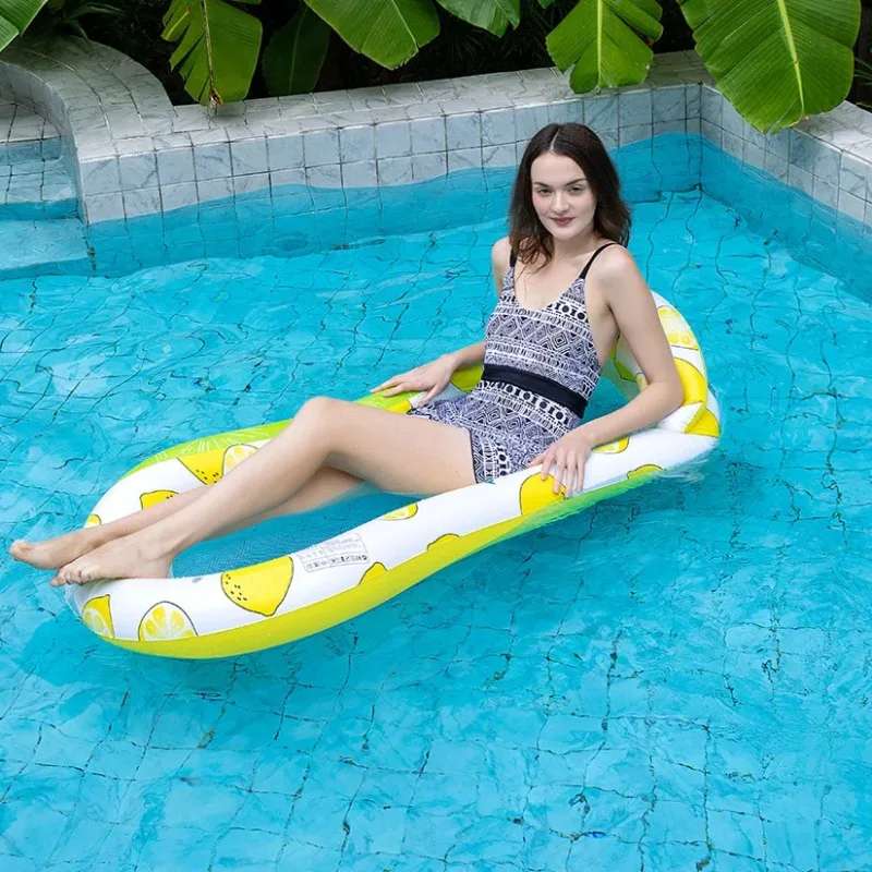 Zitronenwasserspielzeug Schwimmen Float Sitz Sommer Outdoor Freizeit Unterhaltung Aufblasbare Luftmatratzen Pool Strand Schlafbett Image