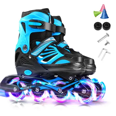Kids Roller Skates Adjustable Illuminating Inline Skates w Light Up Wheels for Youth Girl Boy Inline Skates Rollers for skating