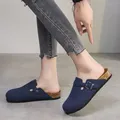 chausson sneakers sandales femmes été luxe sandales femmes tennis femme 2022 claquettes Comemore – sandales en daim pour femmes, pantoufles rétro, couleur unie, chaussures légères et confortables,