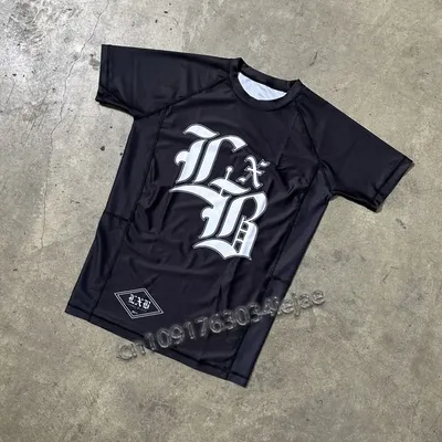 LXB AJJ Men Women T Shirt LEVEL BLACK Casual Gym Short-sleeved Oversized ADCC RASH GUARD Jersey