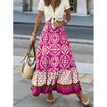 Gonna da donna Maxi gonna A Line Swing Bohemia etnico casual maxi gonna alta vita floreale stampa micro-elastico vacanza strada nera verde chiaro blu viola estate poliestere