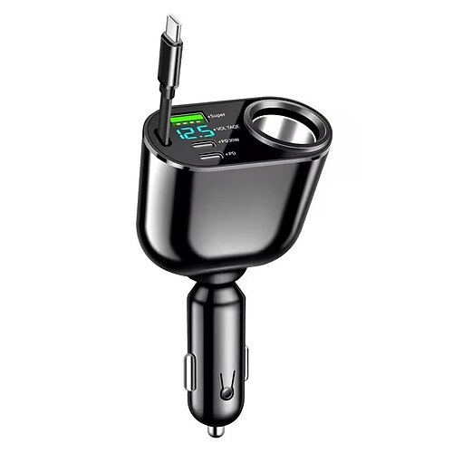 caricabatteria auto retrattile 5 in 1 adattatore caricabatteria auto a ricarica rapida 12v-24v universale per iphone samsung xiaomi