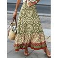 Gonna da donna Maxi gonna A Line Swing Bohemia etnico casual maxi gonna alta vita floreale stampa micro-elastico vacanza strada nera verde chiaro blu viola estate poliestere
