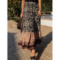 Gonna da donna Maxi gonna A Line Swing Bohemia etnico casual maxi gonna alta vita floreale stampa micro-elastico vacanza strada nera verde chiaro blu viola estate poliestere