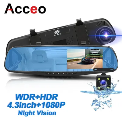 4.3 Inch 1080P Night Vision Camera Dual Lens DVR Rearview Mirror Dashcam Car Dvr Dash Camera Car