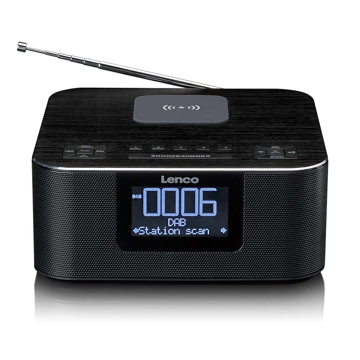 Lenco CR-650BK - DAB+/ FM Radiowecker mit Bluetooth"' und kabelloser Ladefunktion, Schwarz Image