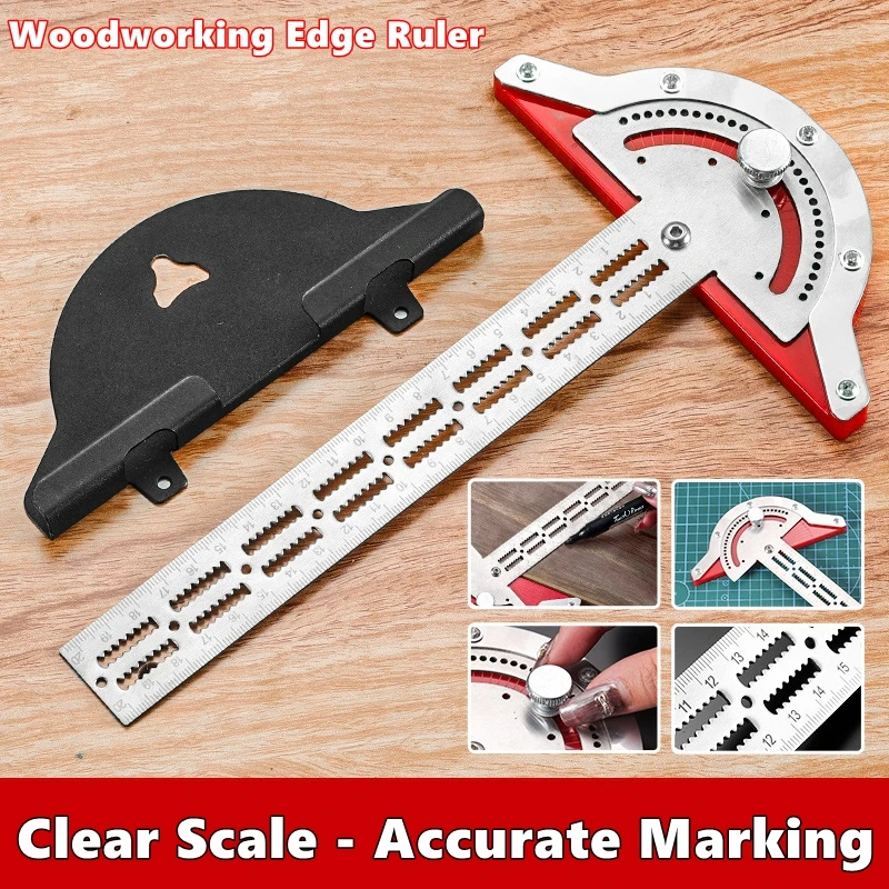 Calibro angolare da 0-180 gradi Falegnami Righello per bordi Goniometro in acciaio inossidabile Righello per cercatore angolare Strumento di misurazione per falegname di precisione