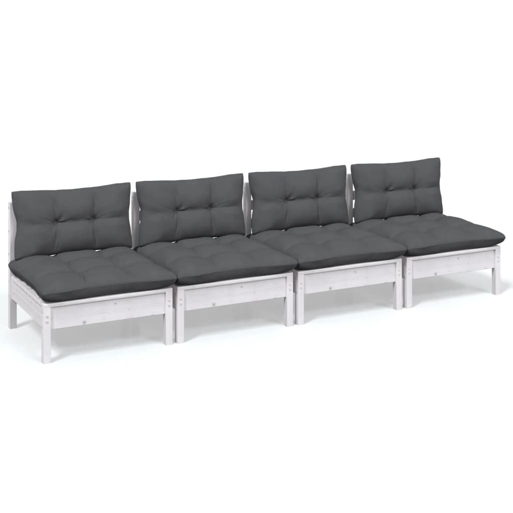 vidaXL 4-Sitzer-Gartensofa mit Anthrazit Kissen Massivholz Kiefer Image