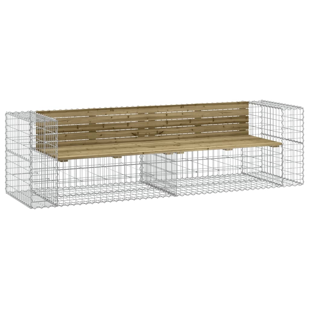 vidaXL Gartenbank aus Gabionen 244x71x65,5 cm Kiefernholz Imprägniert Image