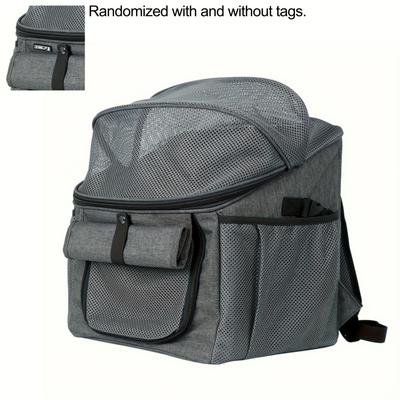TEMU Gray Foldable Mesh Outing Bag, Quick Release Car Bag, Cat Bag, Shoulder Space Bag, Pet Supplies, Outing Portable Folding Bike Bag Image
