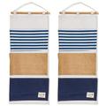 Lot de 2 organiseurs muraux à suspendre au mur pour placard, sac de rangement mural, 3 poches, tissu en coton doublé, 11,75 x 27