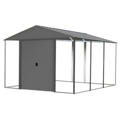 Arrow Ironwood Steel Hybrid Galvanized Shed Kit, Anthracite / 10 x 12 ft.