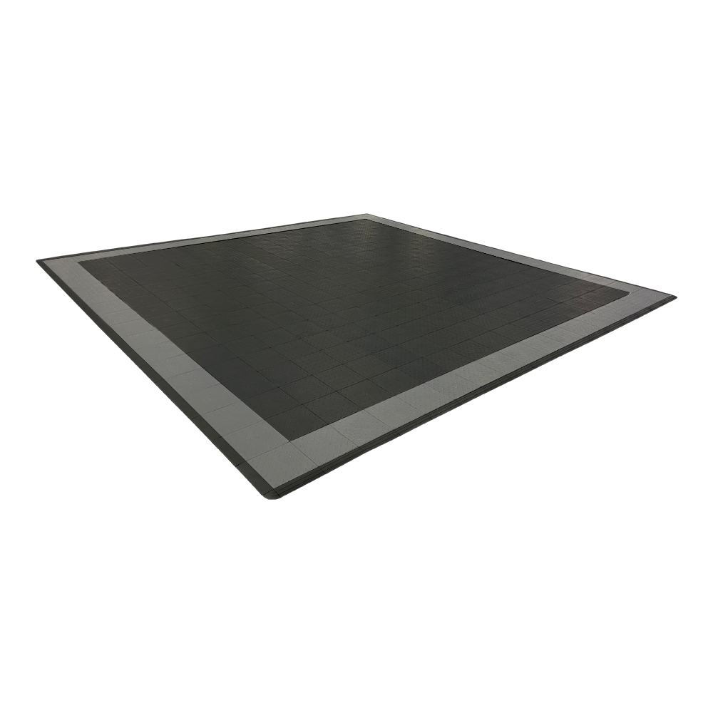 Swisstrax Double Car Garage Floor Mat In Diamondtrax Home Tiles (Border - Black, Grey)