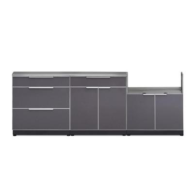 Newage Products Outdoor Kitchen Cabinets Slate Gray Aluminum 4-Piece Set With 33" Insert Grill Cabinet, Countertop Only