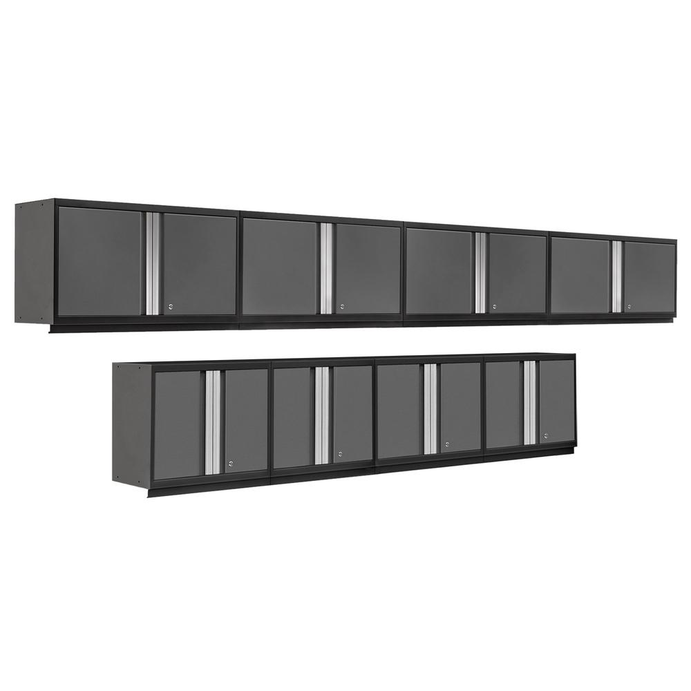 Newage Products Pro 3.0 Series 8-Piece Wall Storage System (4X 28, 4X 42), Grey