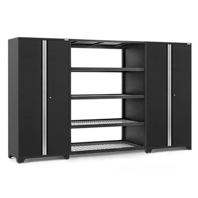 Newage Products Pro 3.0 Series 3-Piece Garage Cabinet Set With 72" Wall Mounted Rack, Black