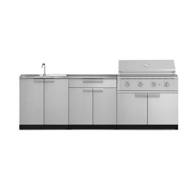 Newage Products Outdoor Kitchen Stainless Steel 5-Piece Cabinet Set with Sink, Grill, 2-Door Split Cabinet, Performance Grill and Countertop, 40 / Liquefied Propane (LP)