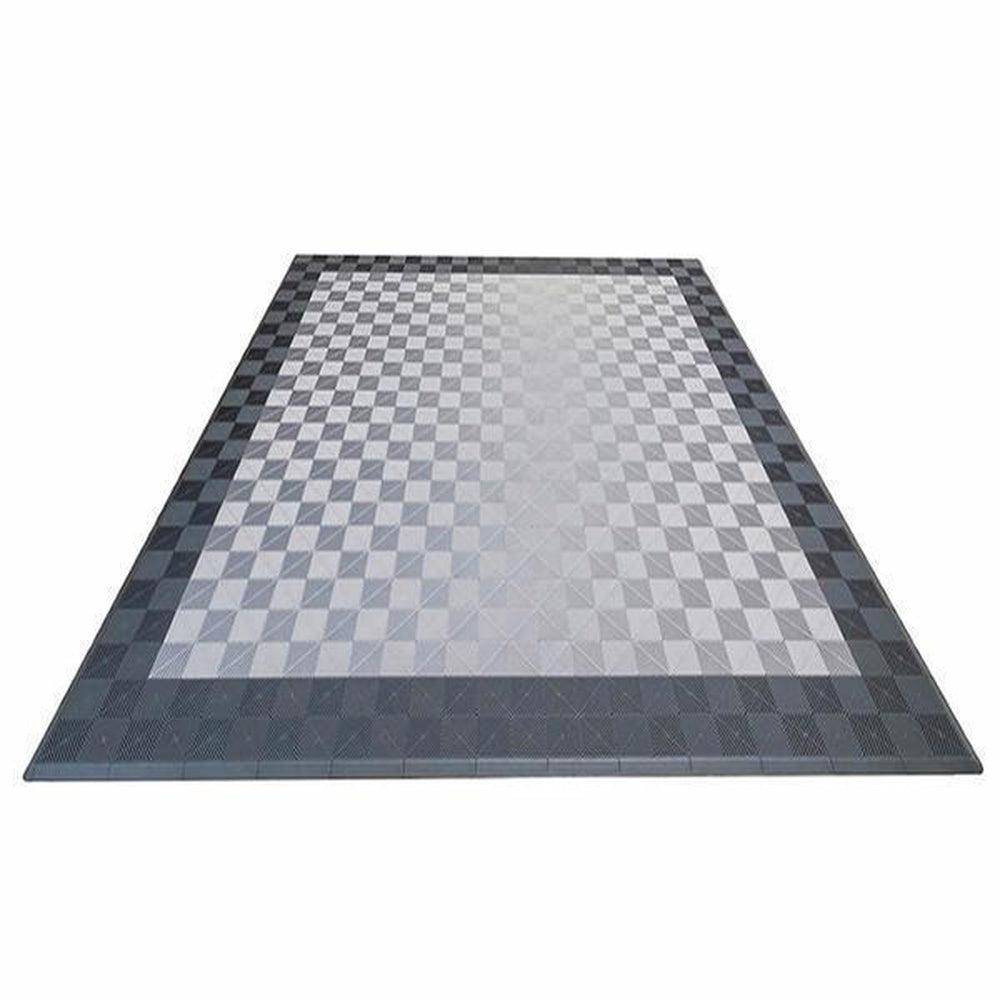 Swisstrax Double Car Garage Floor Mat In Ribtrax Pro Tiles (Border - Grey, Silver)