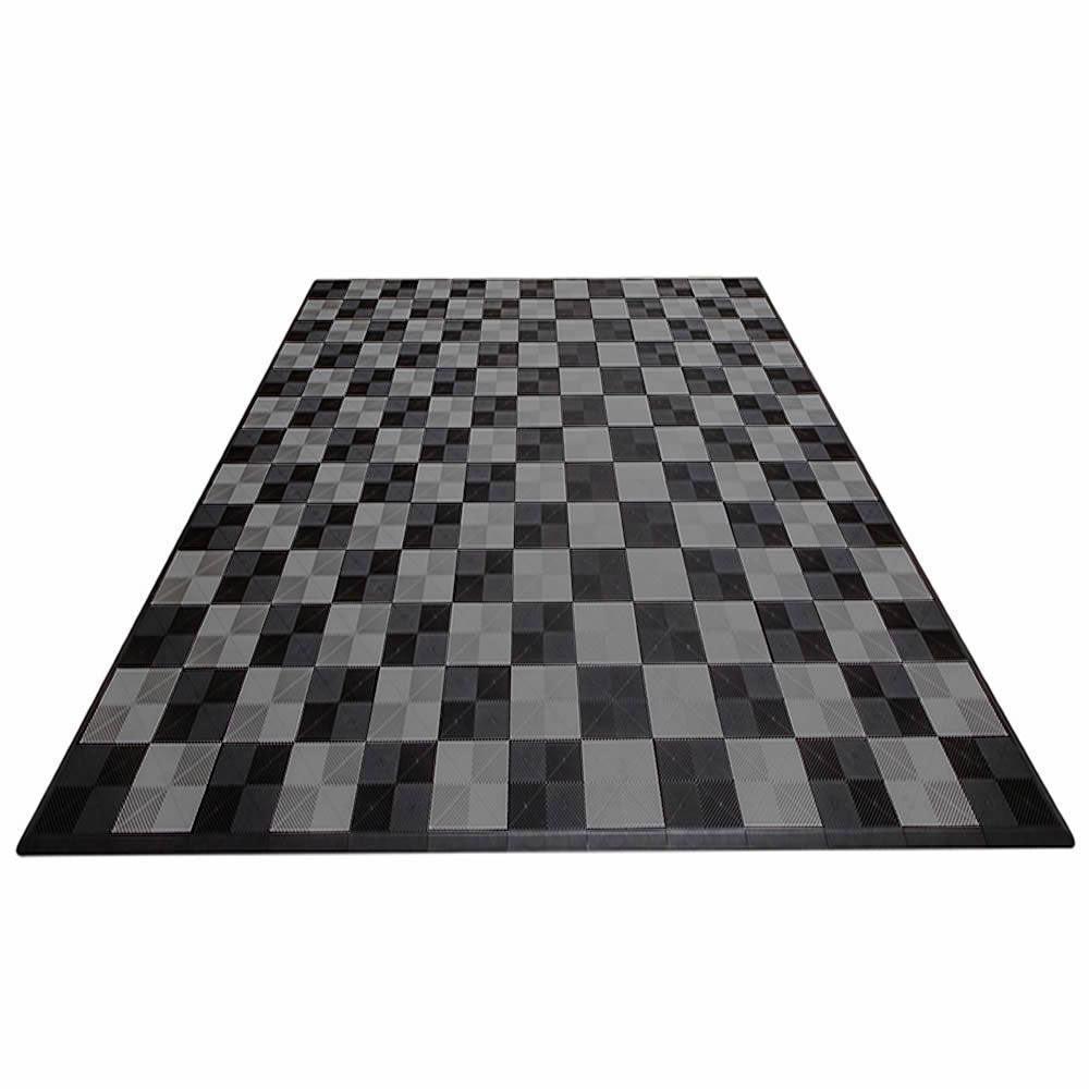 Swisstrax Double Car Garage Floor Mat In Ribtrax Pro Tiles (Checkered - Black, Grey)