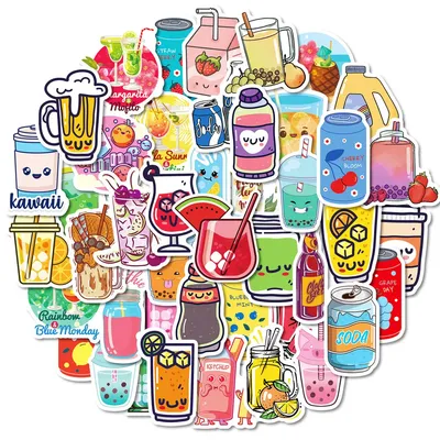 50PCS Sommer Kühle Wassermelone Saft Soda Getränke Flaschen Graffiti Aufkleber für Fahrrad Hand Image