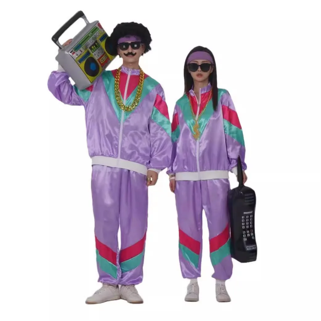 80er 90er Shell Anzug Partykleid Kostüm Retro Trainingsanzug 90er Hip Hop 80er Jahre Kostüme für Männer Windjacke und Hose Halloween Anzug