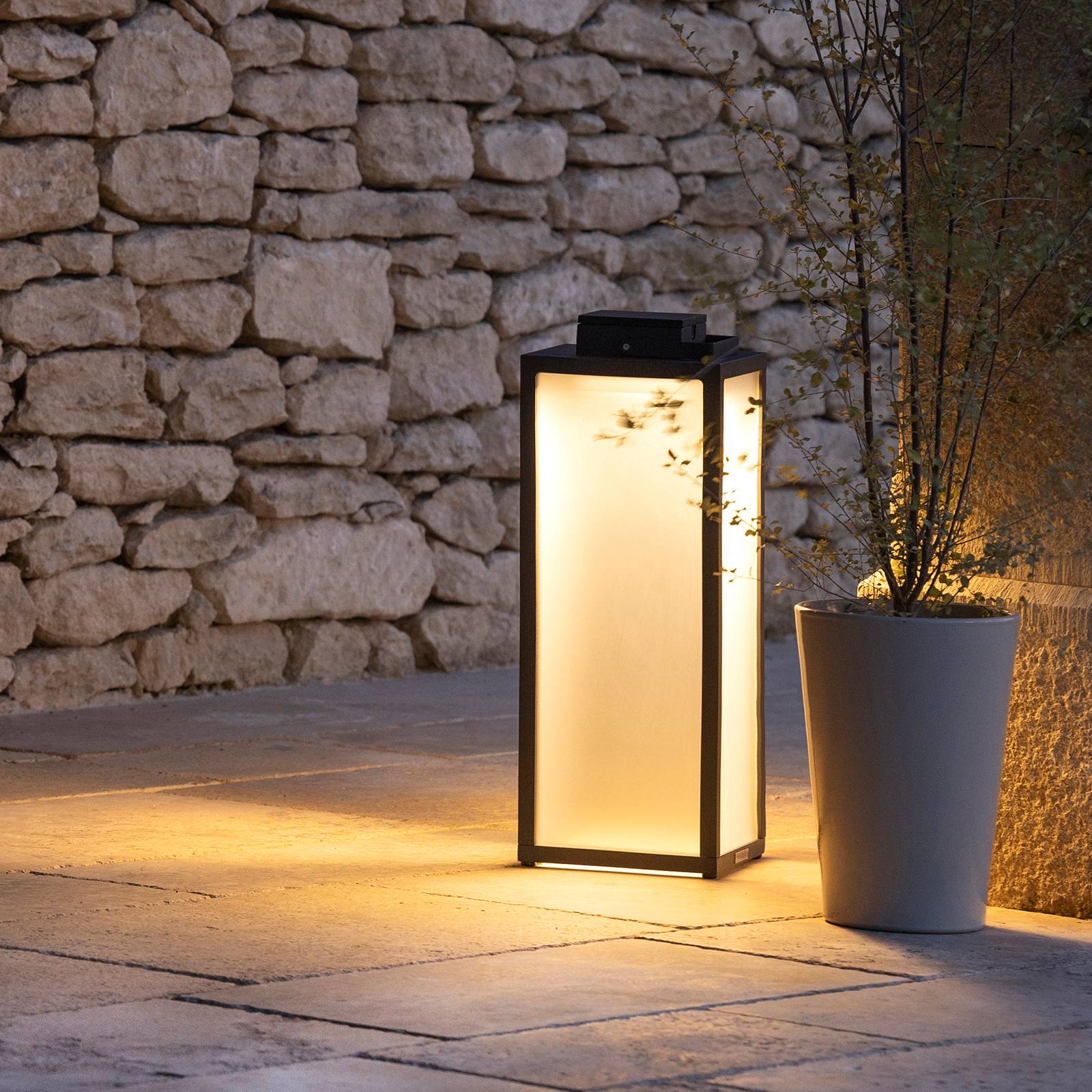 Les Jardins LED-Solarlaterne Tradition, anthrazit, Höhe 65 cm dimmbar, alu / grau / zink, Aluminium, Solarleuchten