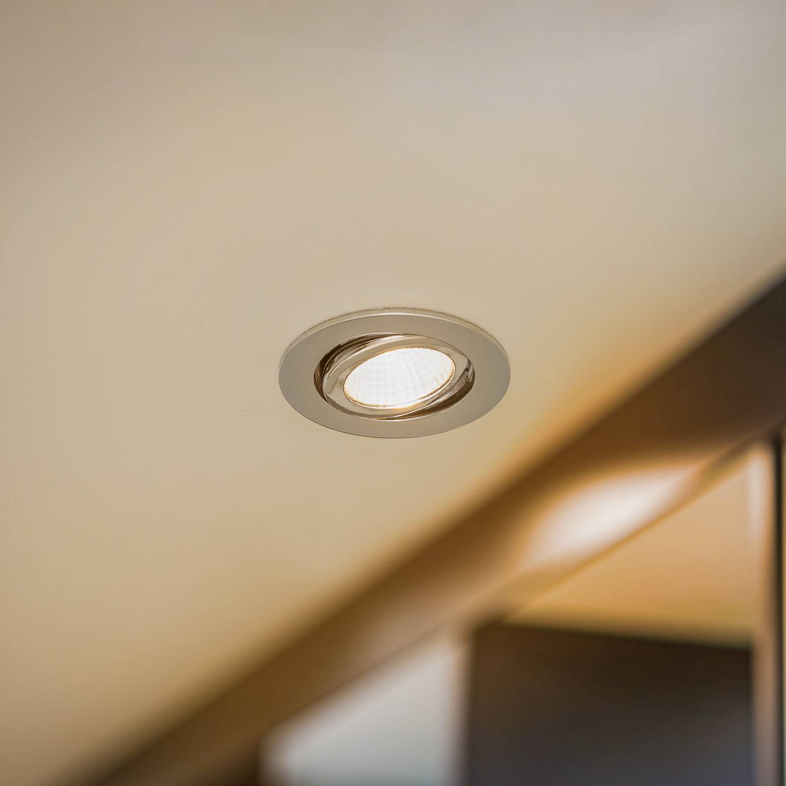 BRUMBERG Einbaustrahler IP65 rund schaltbar chrom, chrom / silber, für Flurbereich, Aluminium, Downlights