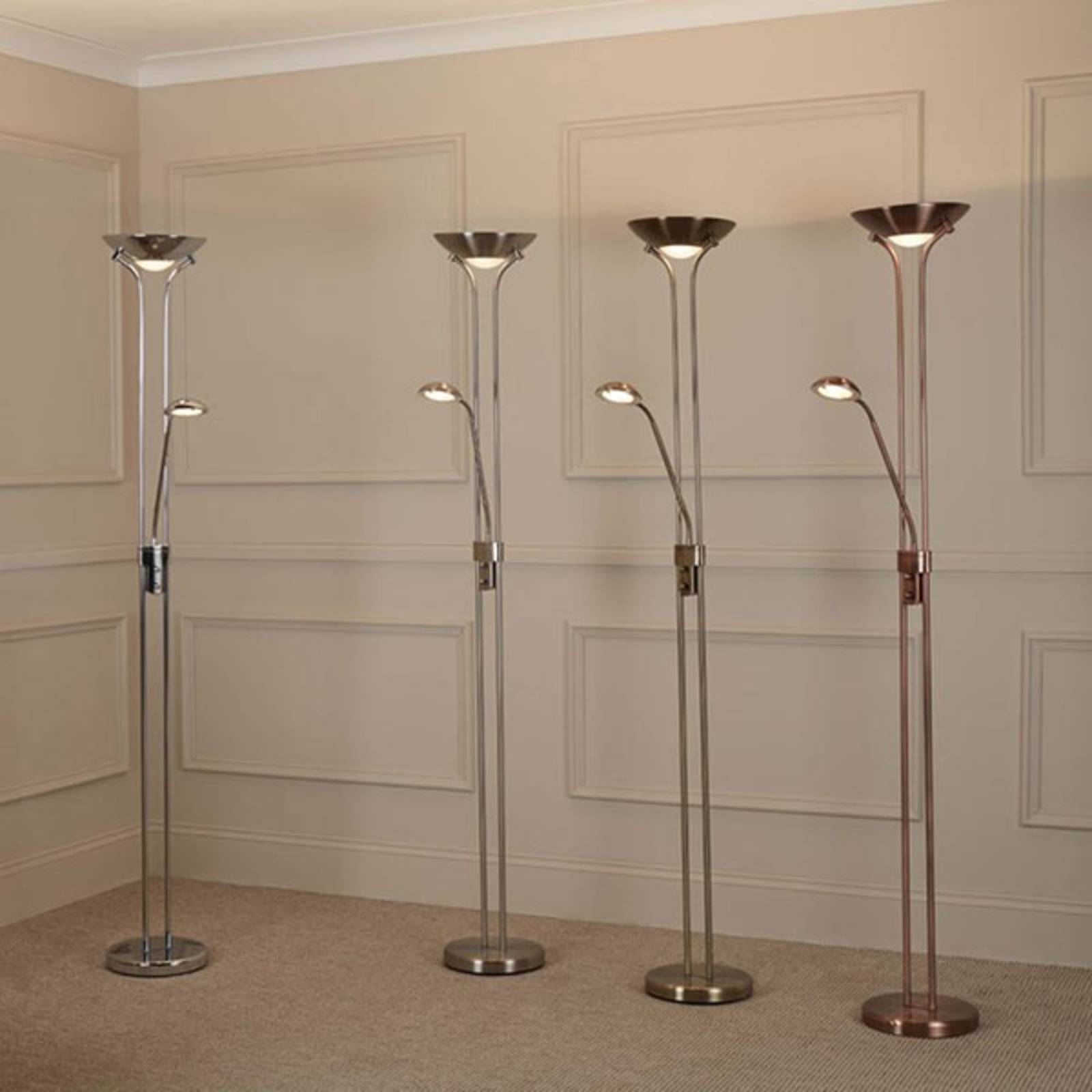 Searchlight LED Deckenfluter Mother & Child, dimmbar, bronze / altmessing, für Wohn- / Esszimmer, Metall, Modern, LED Stehlampe