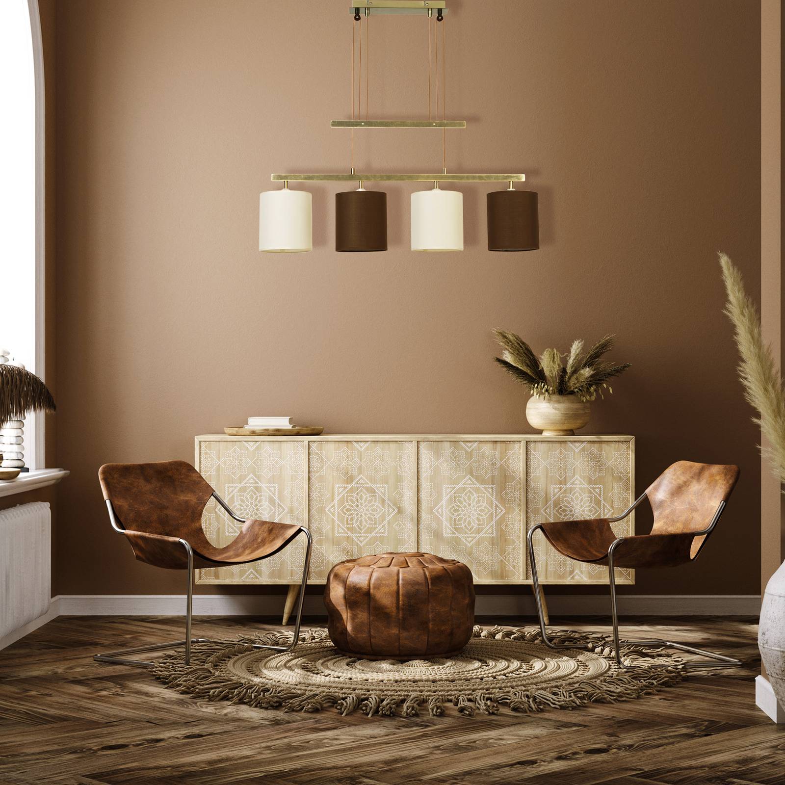 Näve Hängelampe Tilde, dimmbar, messing / gold, für Wohn- / Esszimmer, Metall, Pendelleuchte