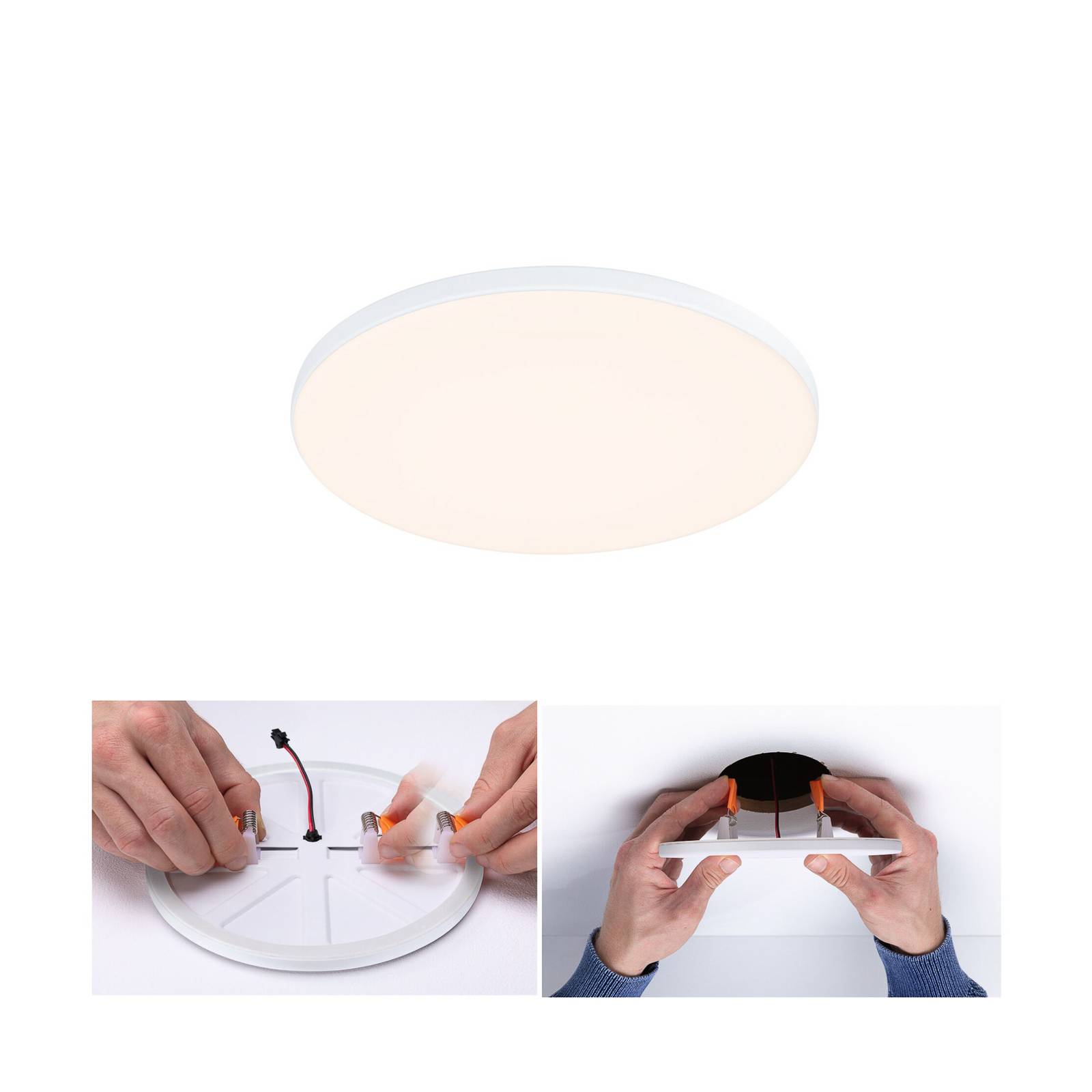 Paulmann Veluna Edge LED Einbau IP44 3.000K Ø 16cm, weiß / opal, für Wohn- / Esszimmer, Kunststoff, Modern