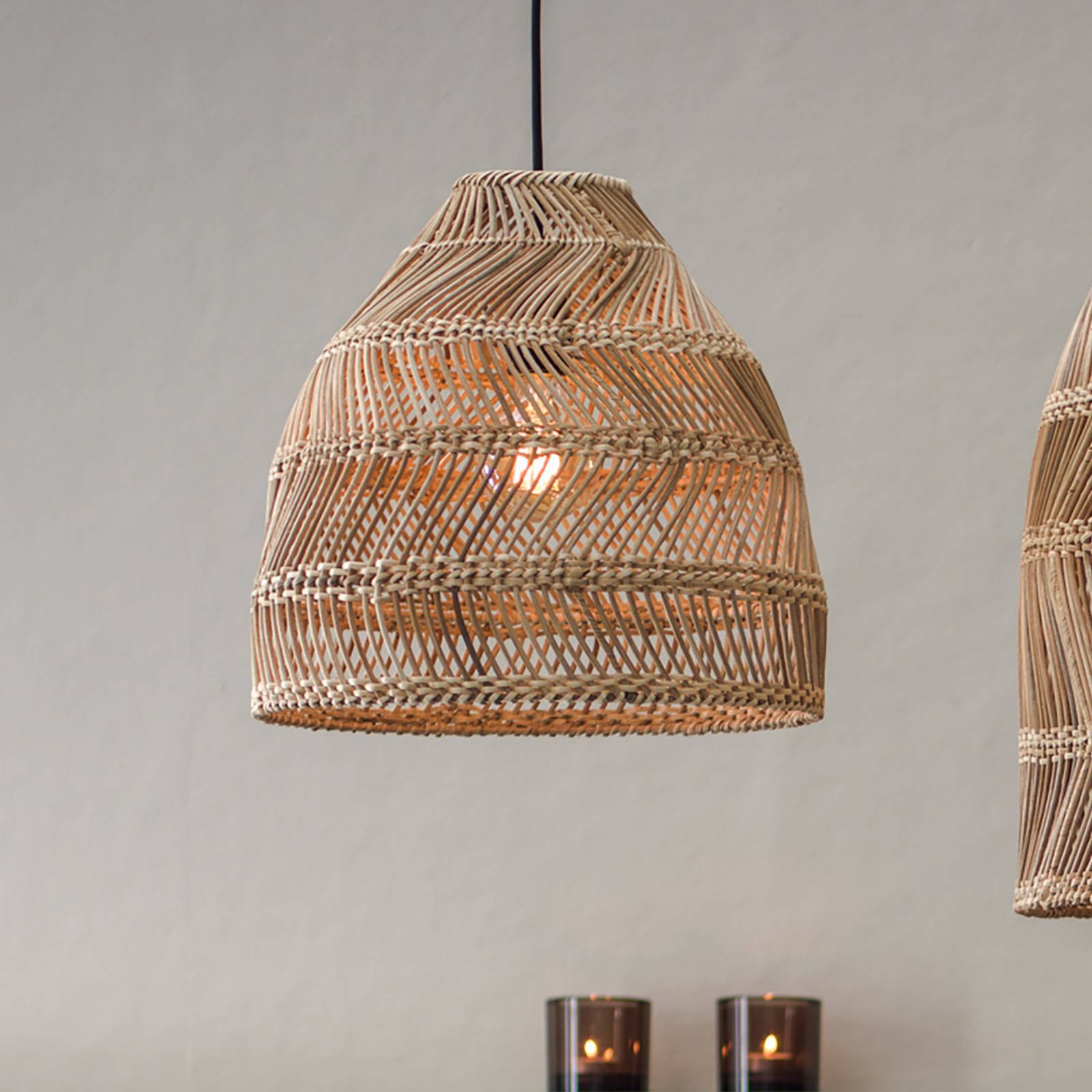 PR Home Maja Hängeleuchte Rattan, Ø36cm Kabel 2,5m Maja, dimmbar, Holz hell, Holz