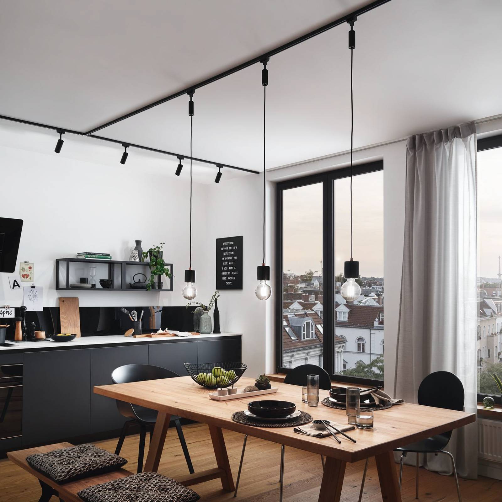 Paulmann URail Tubo Spot 3-step-dim 4.000K schwarz Tubo, dimmbar, schwarz, für Wohn- / Esszimmer, Metall, Modern